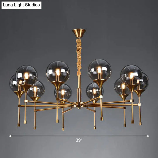 Modern Ball Up Chandelier: Elegant Glass Suspension Light Fixture For Dining Room In Brass 10 /