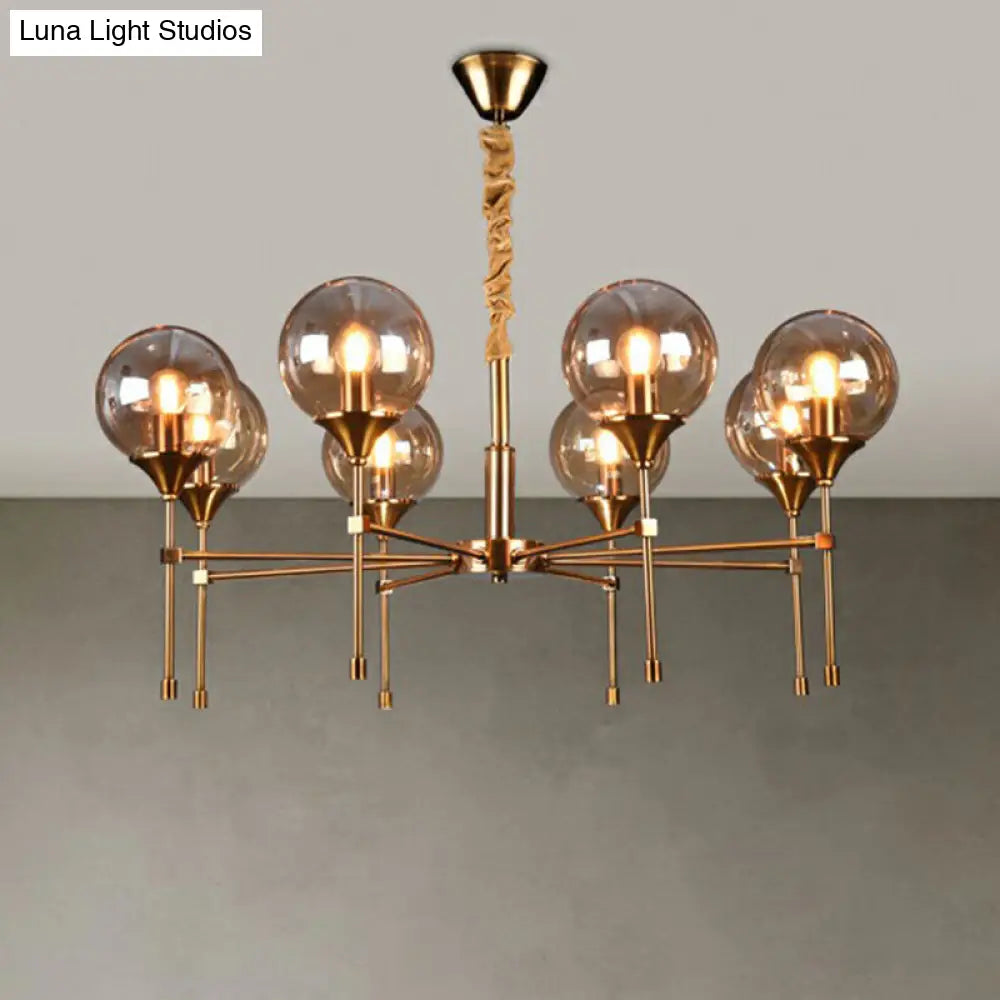 Modern Ball Up Chandelier: Elegant Glass Suspension Light Fixture For Dining Room In Brass