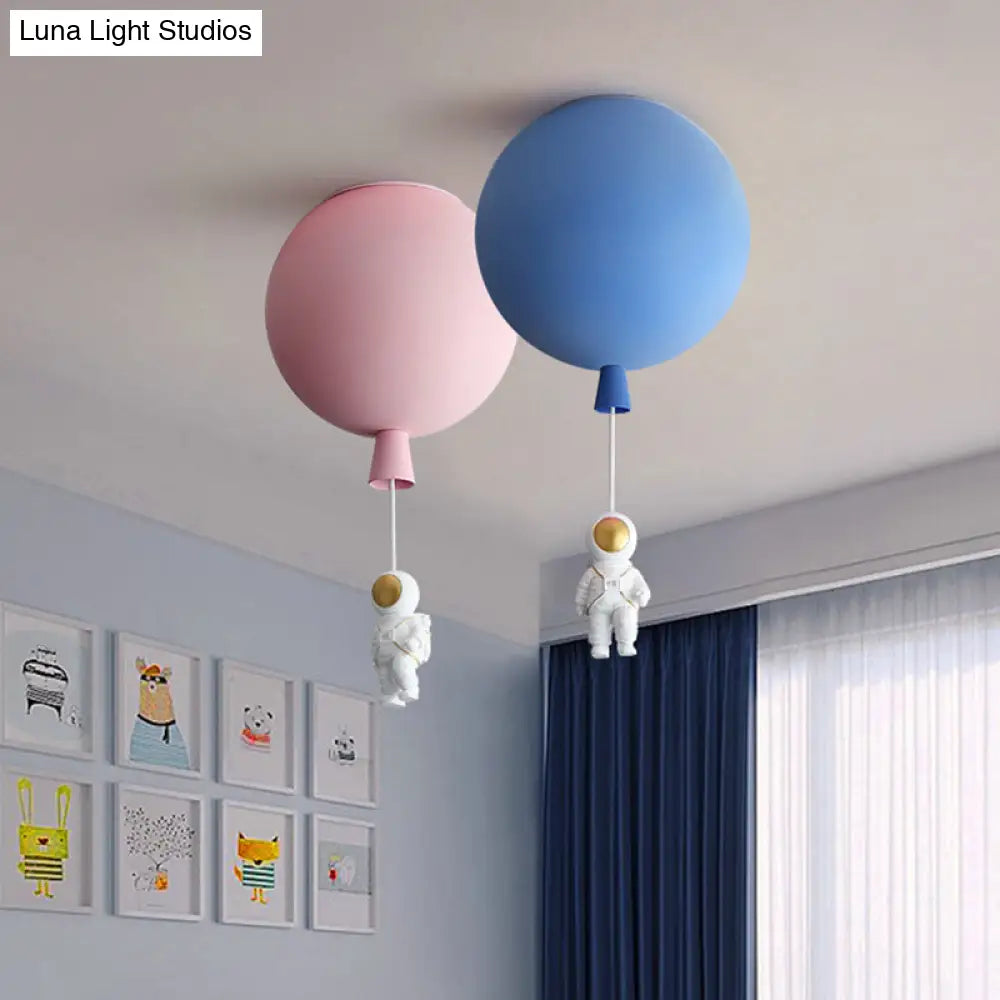 Balloon And Astronaut Ceiling Lamp Kids Acrylic 1 Head Bedroom Pendant Lighting Fixture