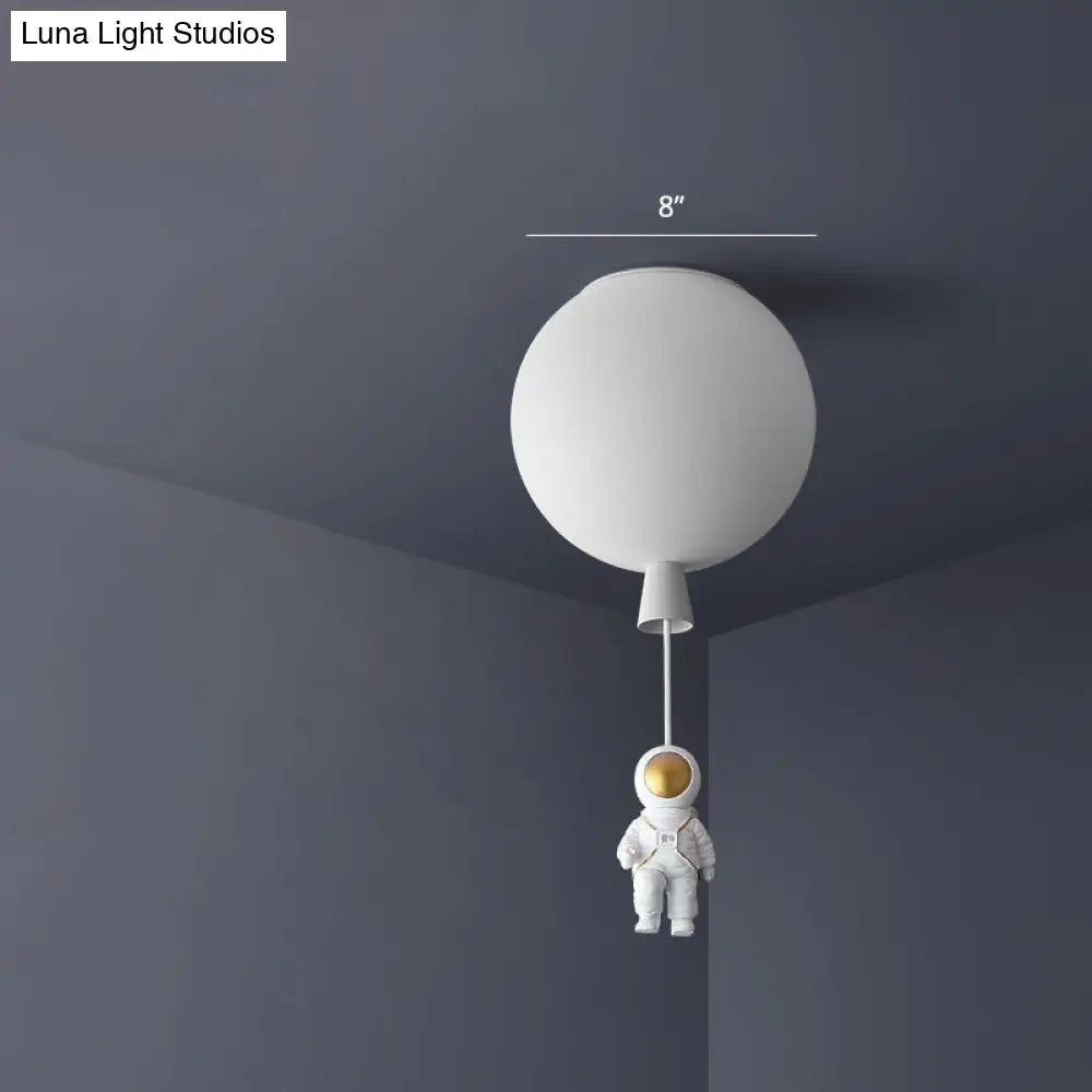 Balloon And Astronaut Ceiling Lamp Kids Acrylic 1 Head Bedroom Pendant Lighting Fixture