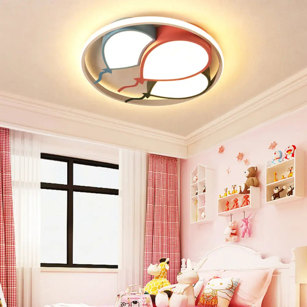 Balloon Design Flushmount Led Light For Kids’ Room - Pink/Yellow Warm/White Pink / 16.5’ Warm