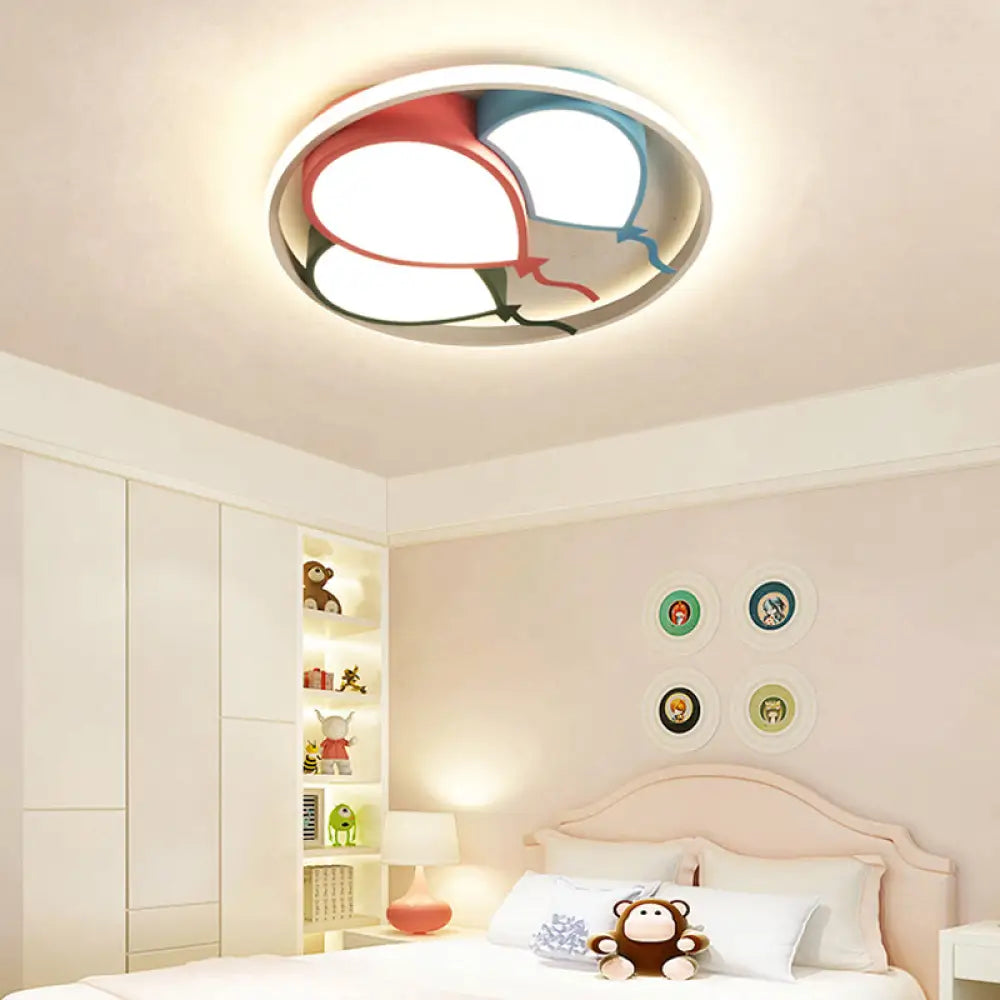 Balloon Design Flushmount Led Light For Kids’ Room - Pink/Yellow Warm/White Pink / 16.5’ White