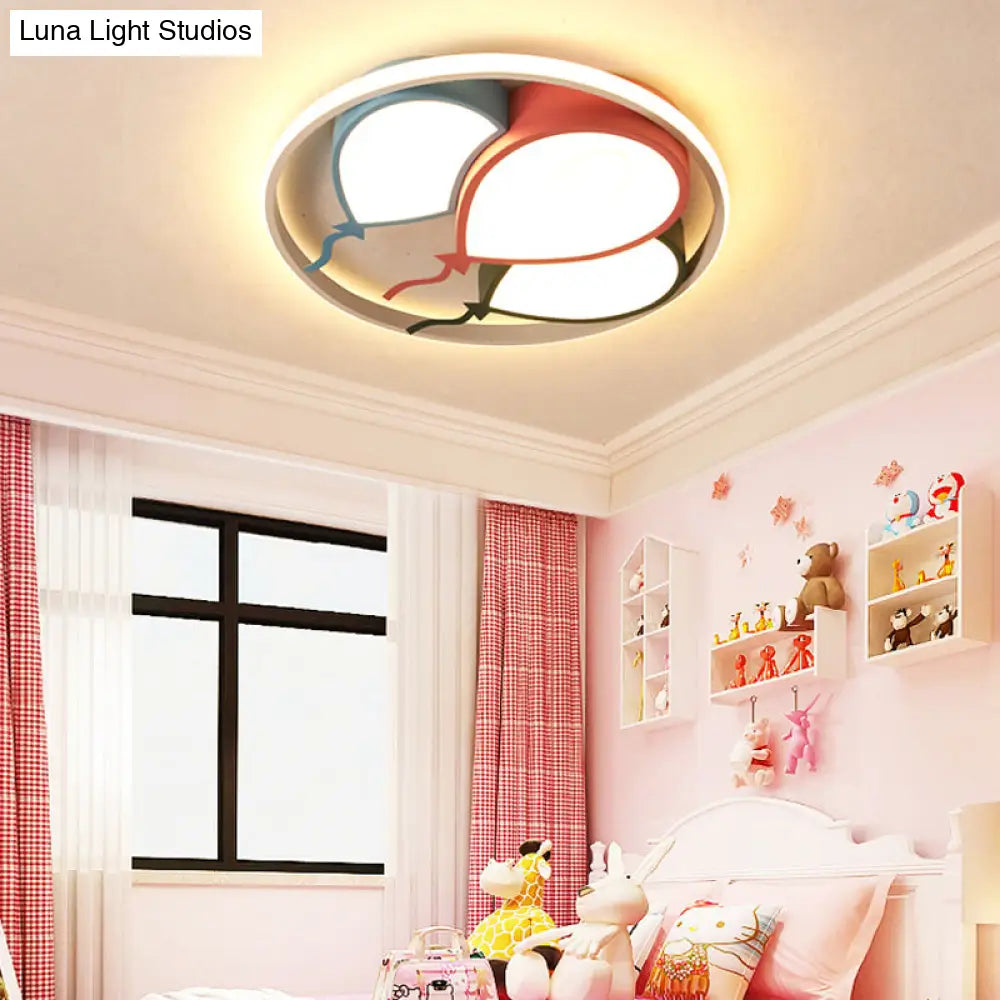 Balloon Design Flushmount Led Light For Kids Room - Pink/Yellow Warm/White Pink / 16.5 Warm