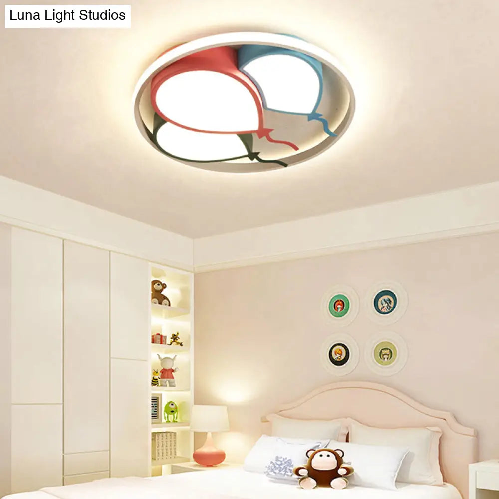 Balloon Design Flushmount Led Light For Kids Room - Pink/Yellow Warm/White Pink / 16.5 White