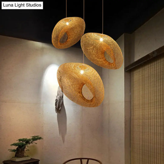 Bamboo 1-Light Pendant Restaurant Light Handmade With Wood Simplicity