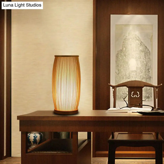 Bamboo 1-Light Table Lamp - Elegant Barrel Design For Simplicity Perfect Living Room Or Nightstand