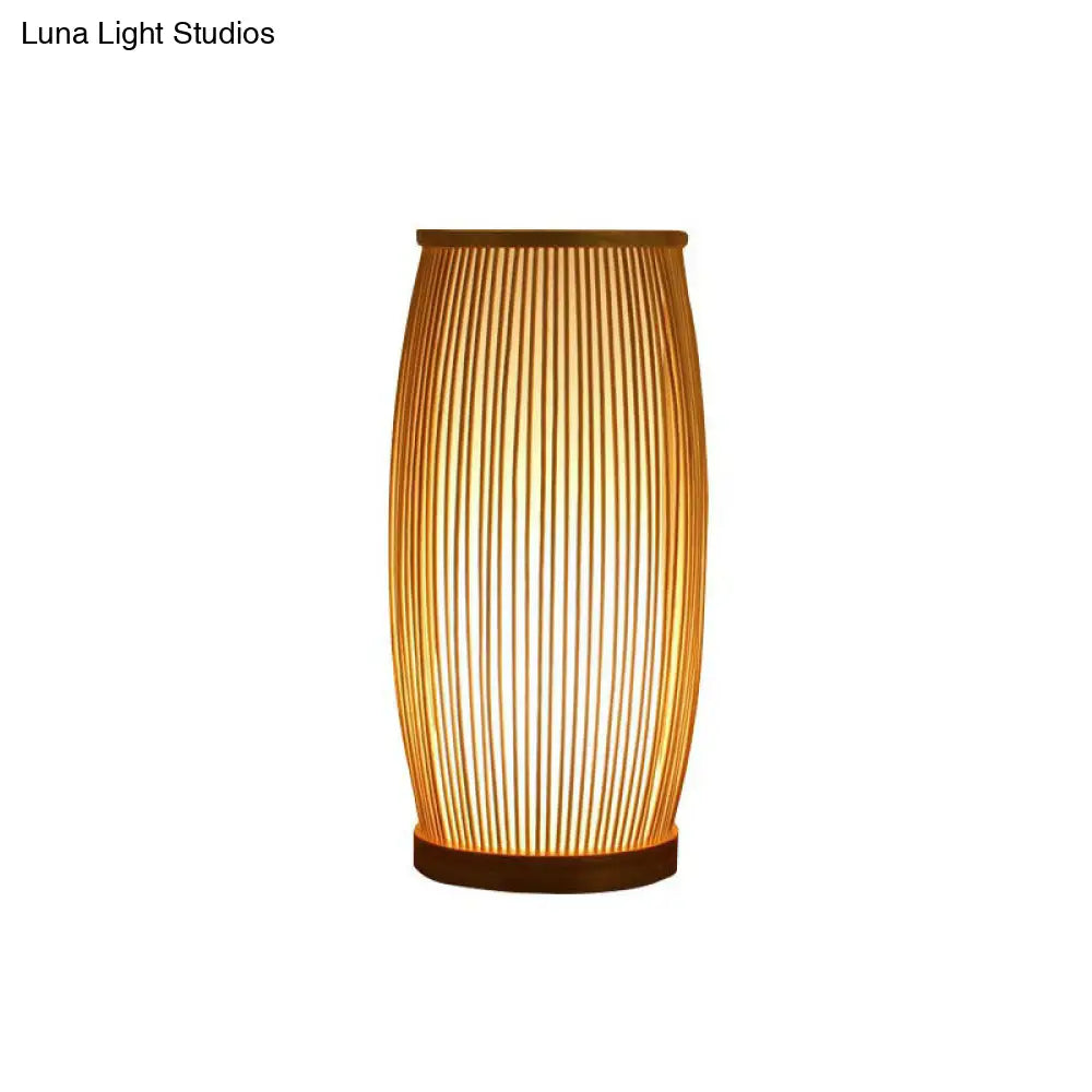 Bamboo 1-Light Table Lamp - Elegant Barrel Design For Simplicity Perfect Living Room Or Nightstand