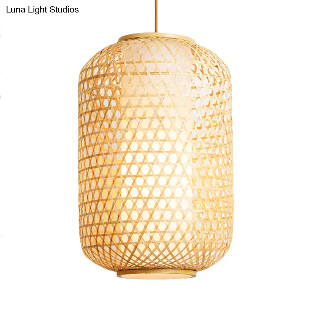 Bamboo Asian Lantern Pendant Light Single Head Ceiling Drop Light LunaDesignStudios