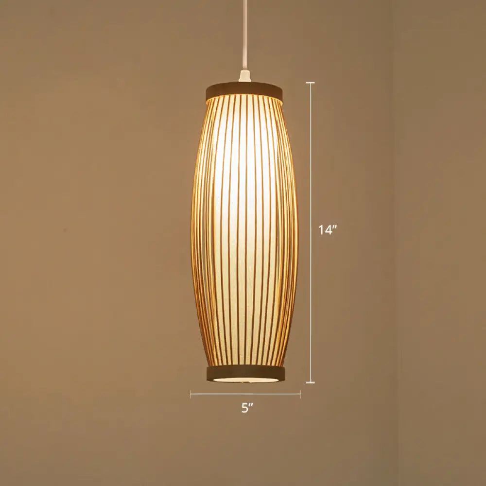 Bamboo Ceiling Pendant Light - Modern Wood Hanging Fixture For Restaurants