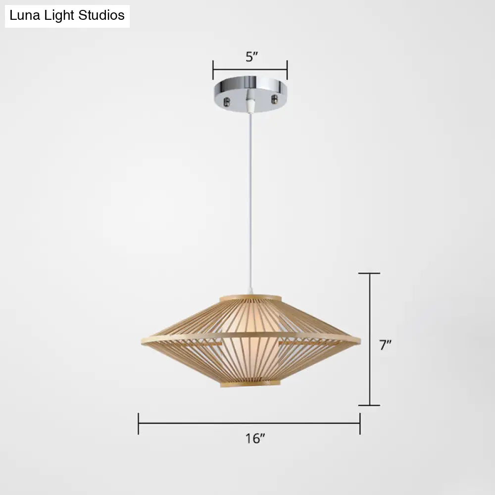 Bamboo Conical Cage Pendant Lamp - Contemporary Wood Ceiling Light