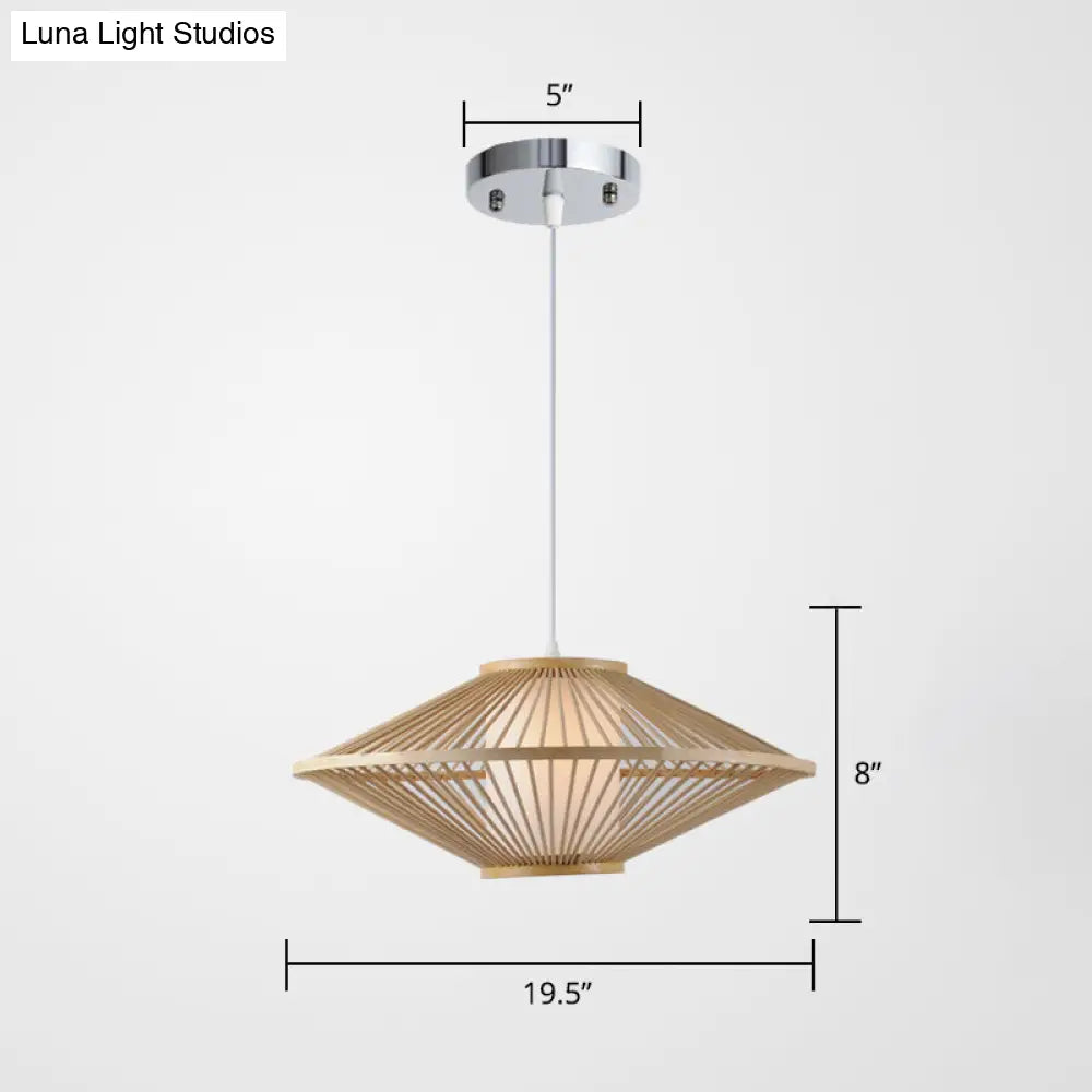 Bamboo Conical Cage Pendant Lamp - Contemporary Wood Ceiling Light