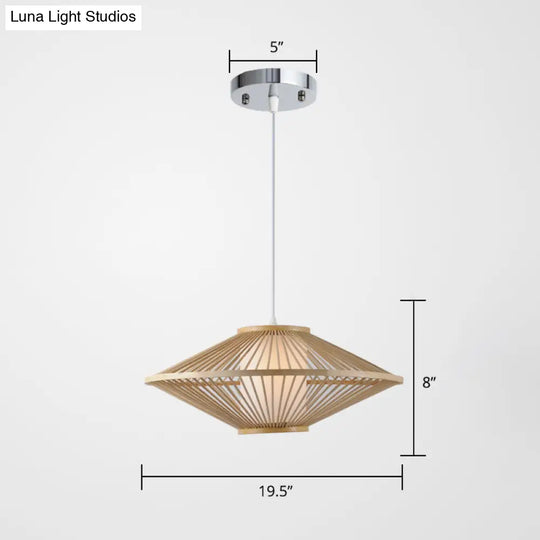 Bamboo Conical Cage Pendant Lamp - Contemporary Wood Ceiling Light