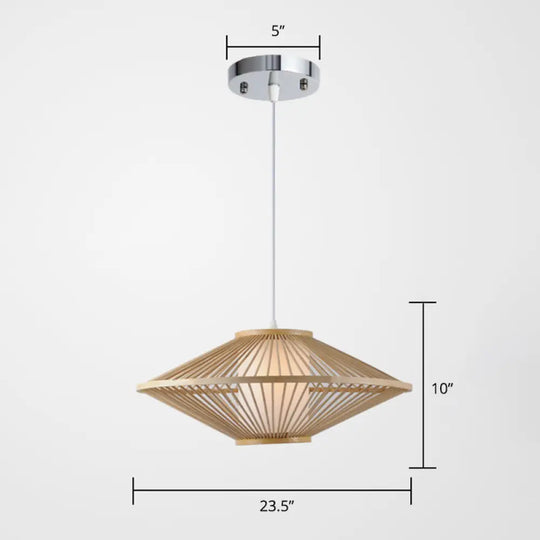 Bamboo Conical Cage Pendant Lamp - Contemporary Wood Ceiling Light / Large