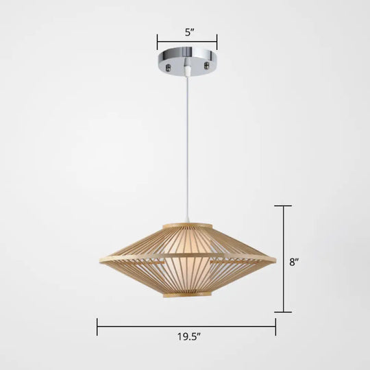 Bamboo Conical Cage Pendant Lamp - Contemporary Wood Ceiling Light / Medium