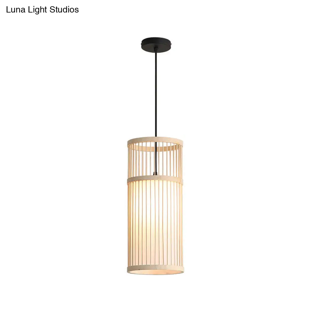 Bamboo Cylinder Suspension Pendant Light - Minimalist Restaurant Ceiling Fixture