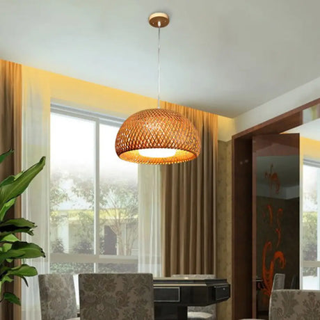 Bamboo Double-Decker Pendant Light With Milk White Glass Shade - Perfect For Restaurant Aisles Wood