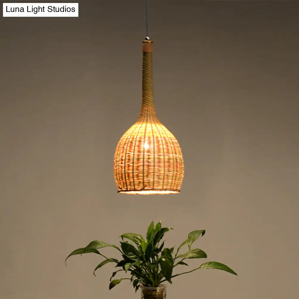 Bamboo Down Lighting Asia Beige Ceiling Lamp - Perfect For Living Room