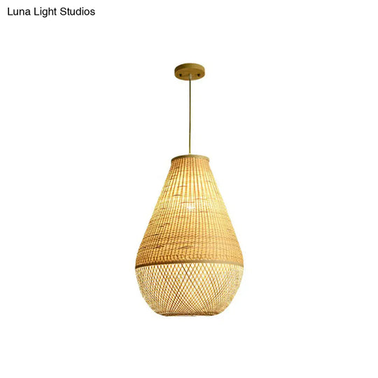 Bamboo Droplet Pendant Light - Natural Simplicity For Table Or Ceiling