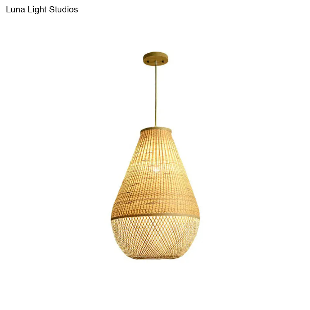 Bamboo Droplet Pendant Light - Natural Simplicity For Table Or Ceiling