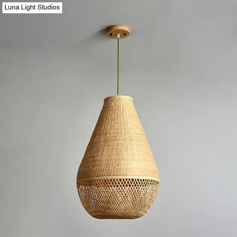 Bamboo Droplet Pendant Light - Natural Simplicity For Table Or Ceiling