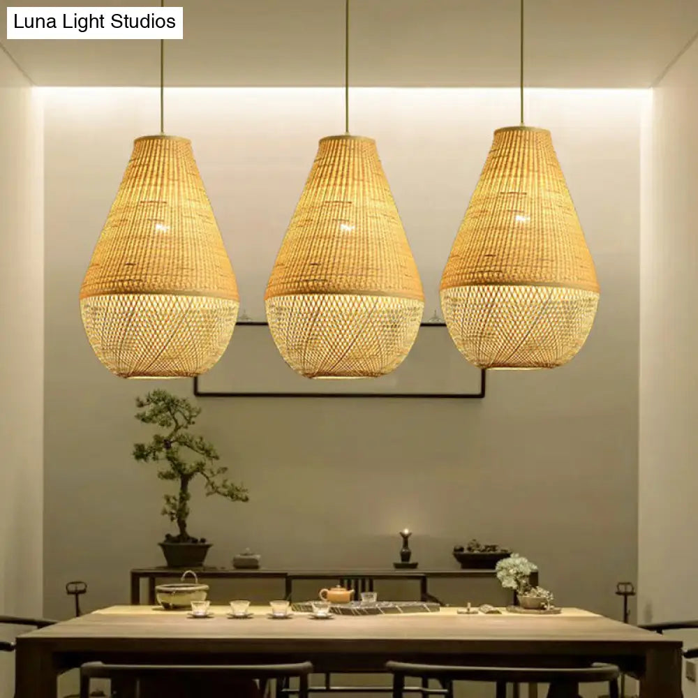 Bamboo Droplet Pendant Light - Natural Simplicity For Table Or Ceiling