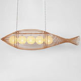 Bamboo Fish Chandelier Pendant Light For Corridor - Minimalist Wood Lighting 5 /