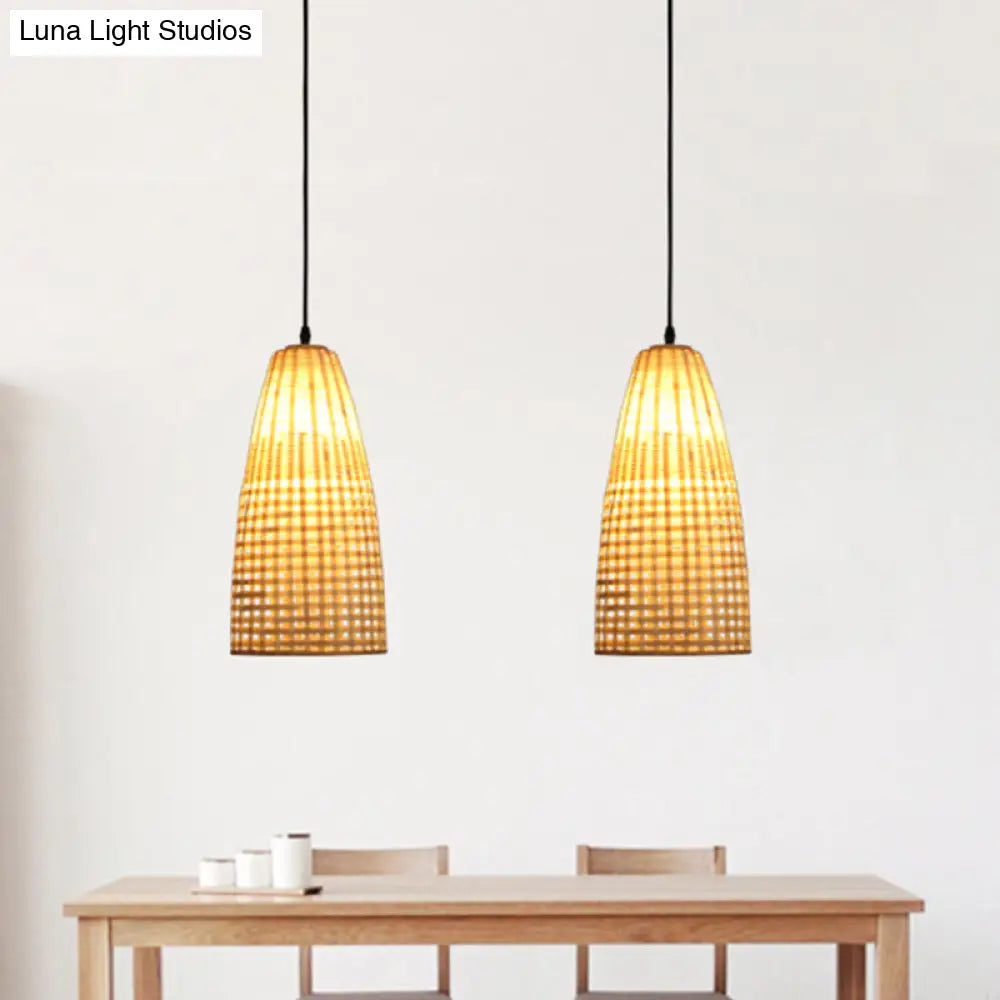 Bamboo Flared Hanging Lamp: Chinese Inspired Pendant Light For Dining Room