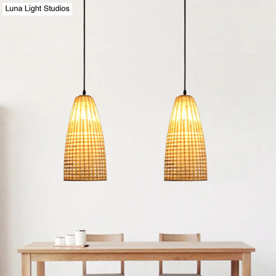 Bamboo Flared Hanging Lamp: Chinese Inspired Pendant Light For Dining Room