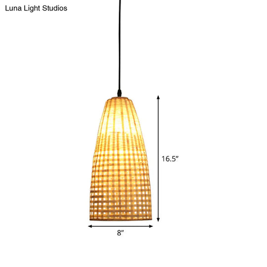 Bamboo Flared Hanging Lamp: Chinese Inspired Pendant Light For Dining Room