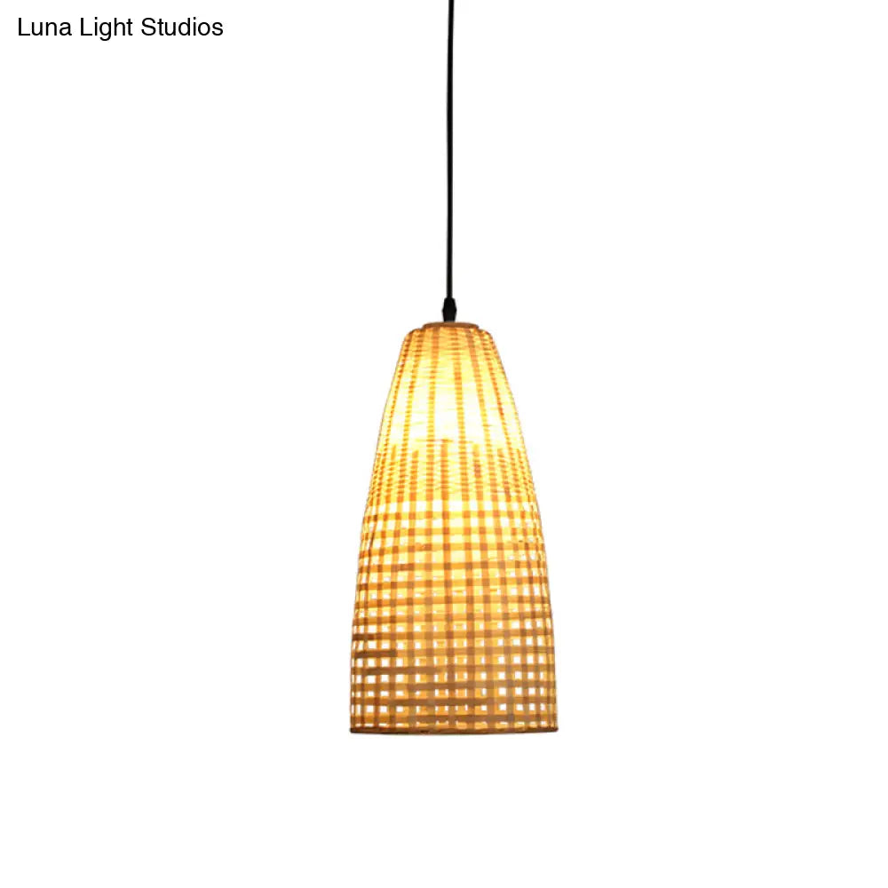 Bamboo Flared Hanging Lamp: Chinese Inspired Pendant Light For Dining Room