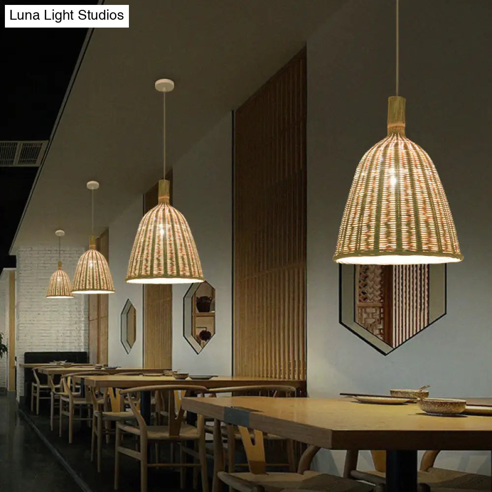 Bamboo Funnel Tea Room Pendant Light - Wood Simplicity Fixture