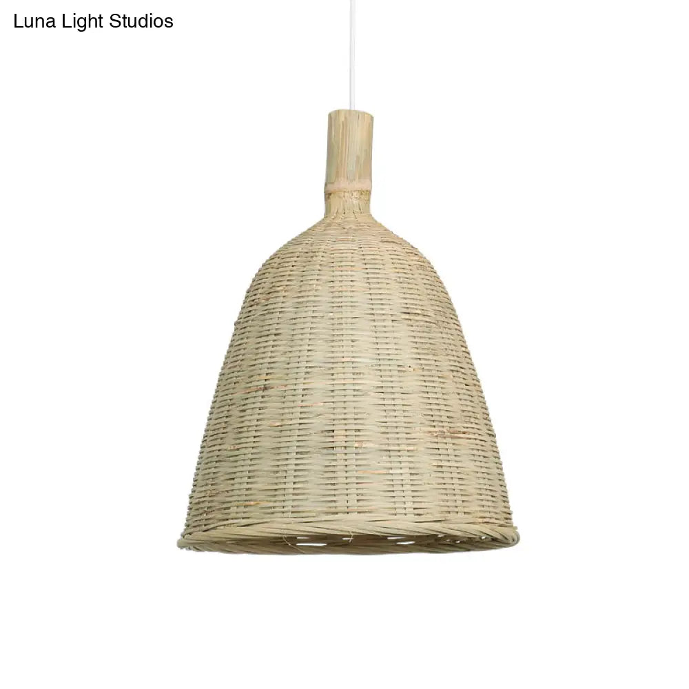 Bamboo Funnel Tea Room Pendant Light - Wood Simplicity Fixture