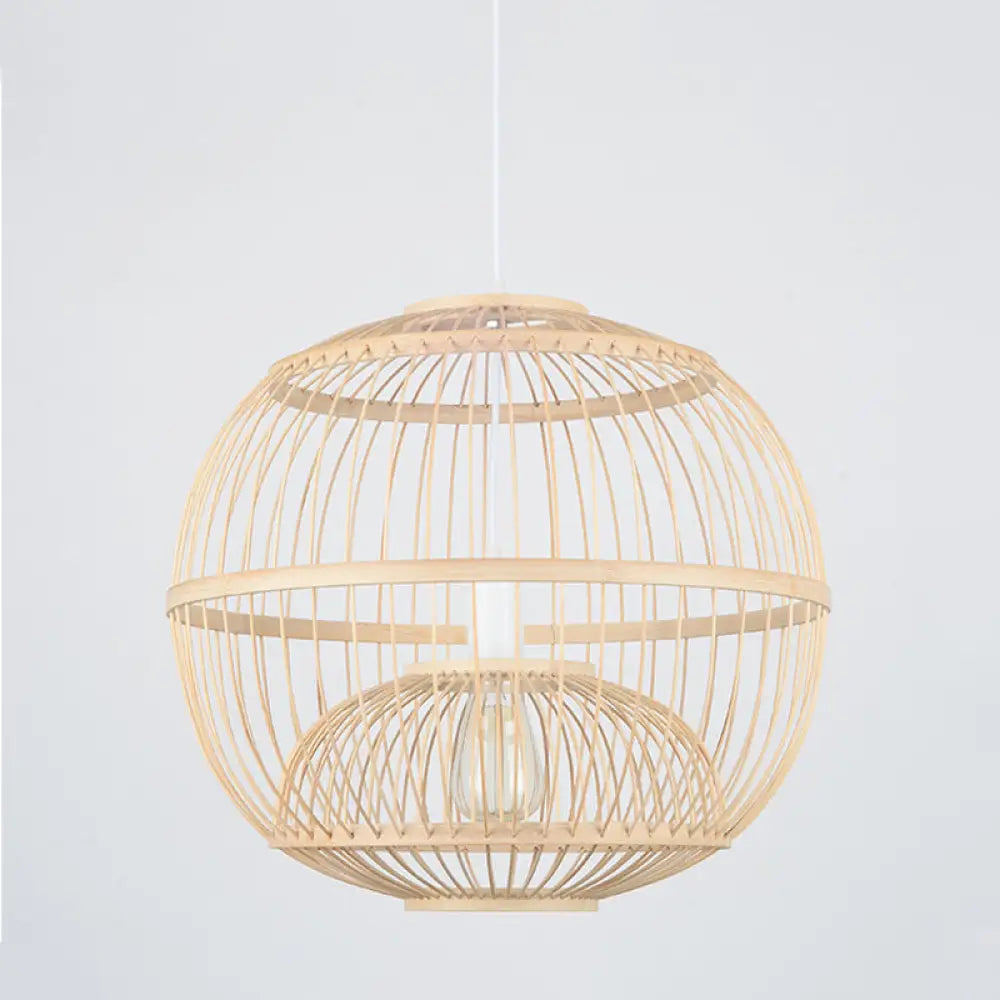 Bamboo Globe Dining Room Pendant Light Fixture - 14’/16’ Dia 1 Modern Style Beige / 14’