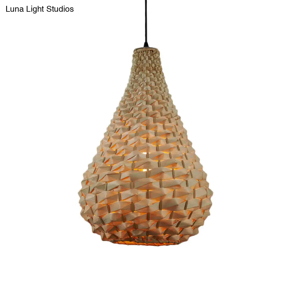 Bamboo Gourd Pendant Light - Japanese Style 1 Head Beige 8.5/14 Wide