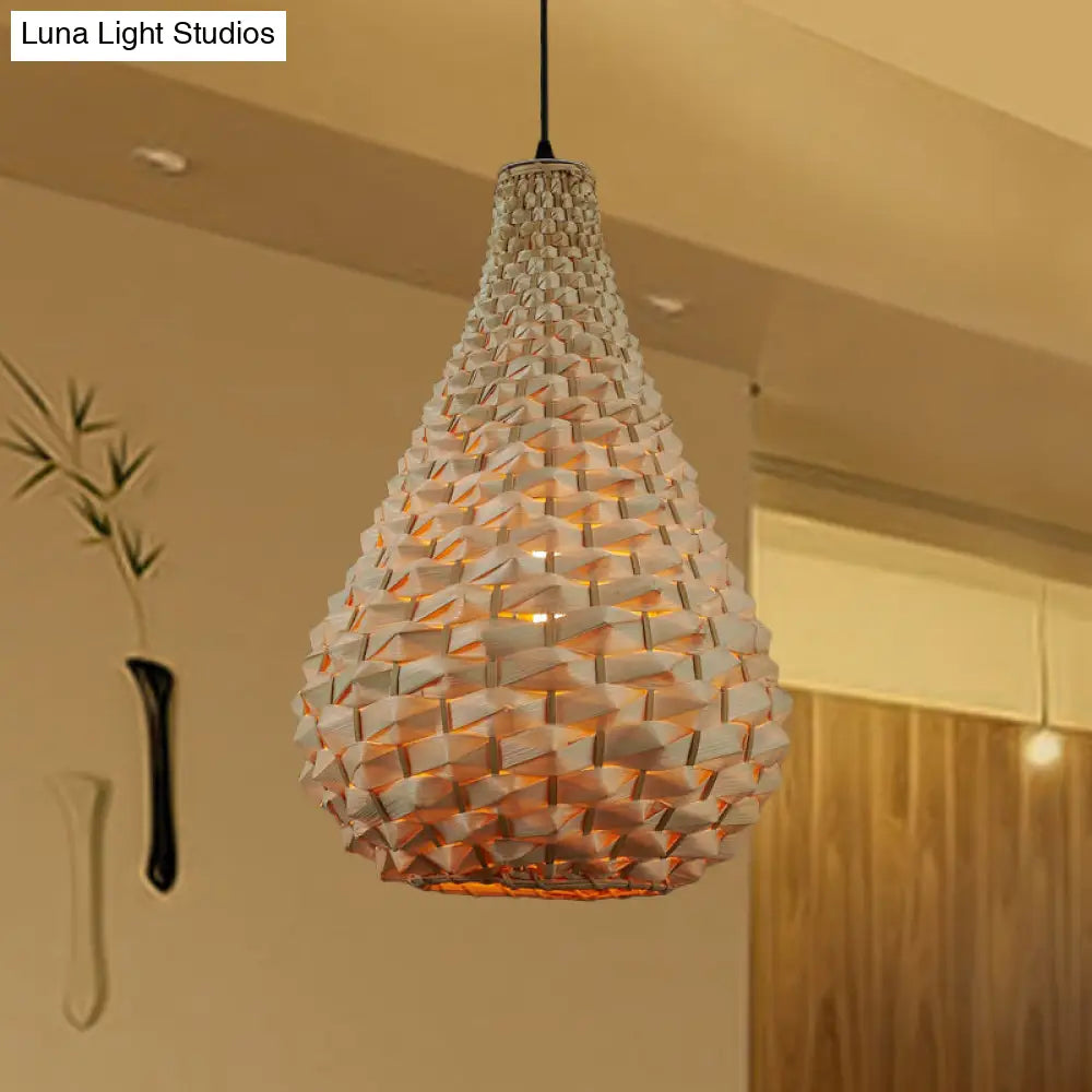 Bamboo Gourd Pendant Light - Japanese Style 1 Head Beige 8.5/14 Wide