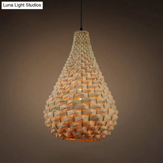 Bamboo Gourd Pendant Light - Japanese Style 1 Head Beige 8.5/14 Wide