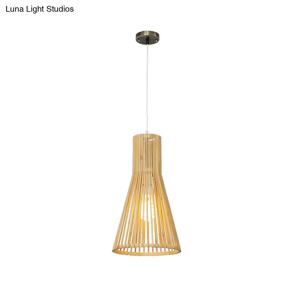 Bamboo Horn-Shaped Asian Ceiling Light - Tea Room 1Bulb Lighting