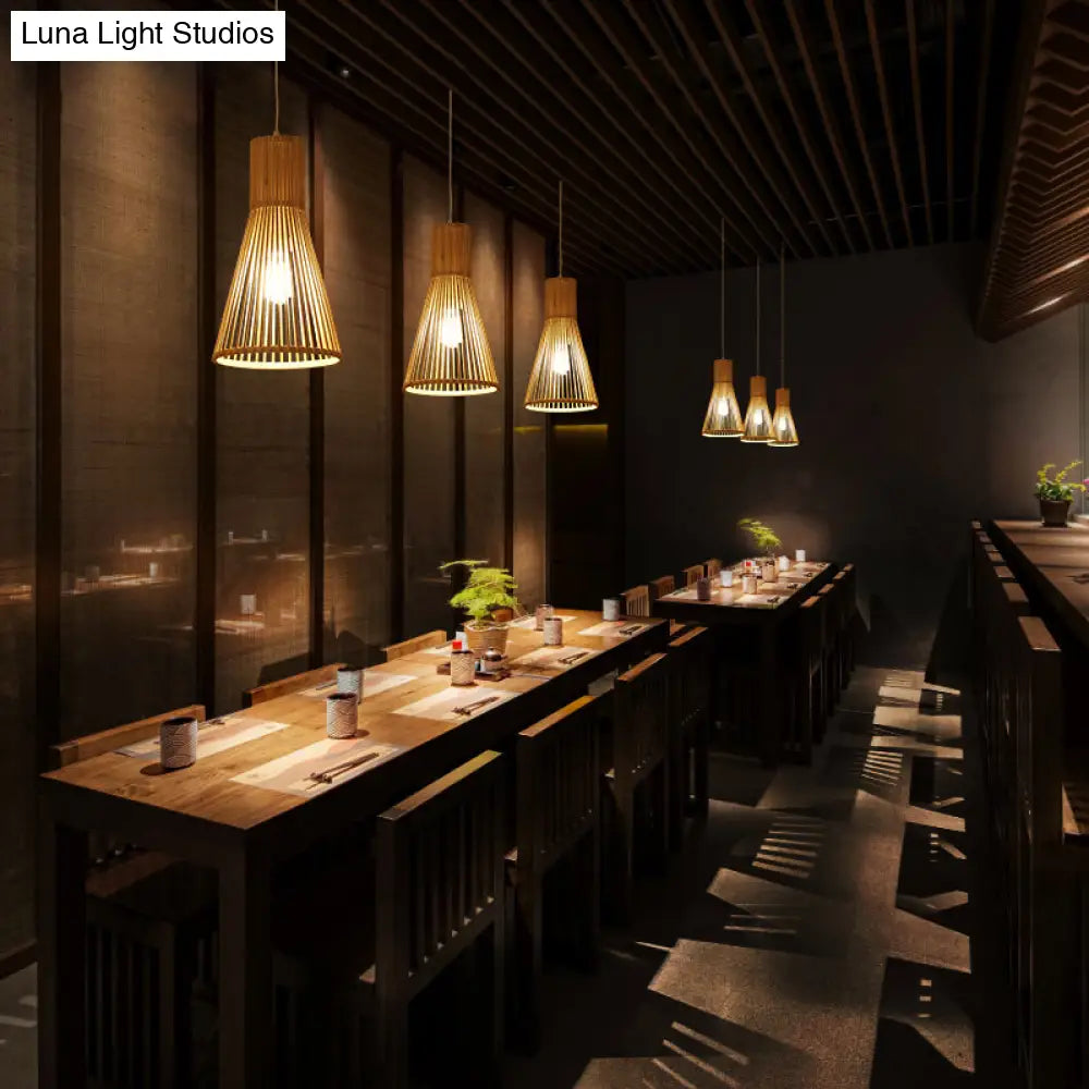 Bamboo Horn-Shaped Asian Ceiling Light - Tea Room 1Bulb Lighting