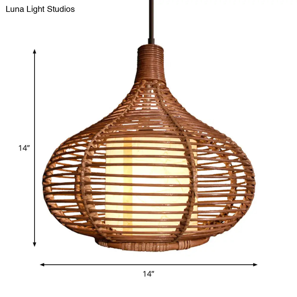 Bamboo Pendant Light With Inner Cylindrical Shade