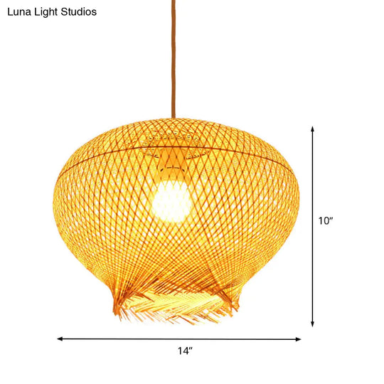 Bamboo Lantern Pendant Lamp For Living Room - Chinese Style Beige Ceiling Light