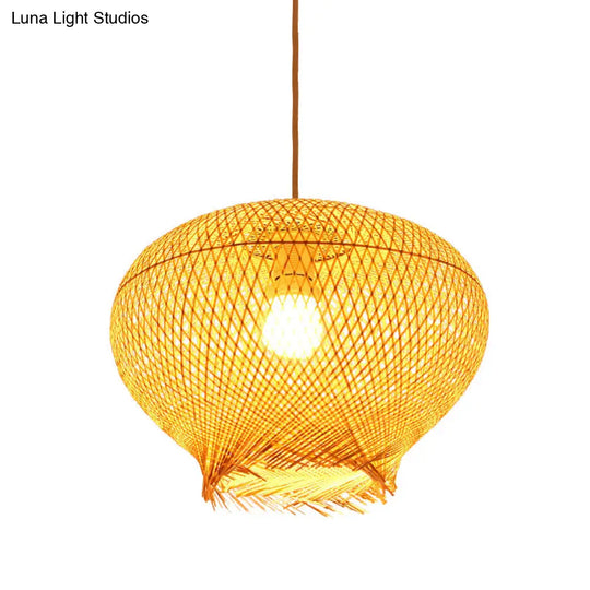 Bamboo Lantern Pendant Lamp For Living Room - Chinese Style Beige Ceiling Light