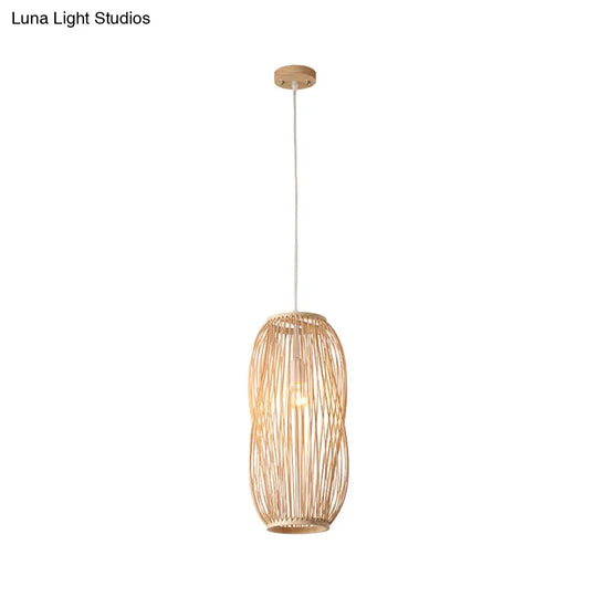 Bamboo Lantern Pendant Light Kit - Traditional Design 1 Bulb 8’’/9’’ Wide