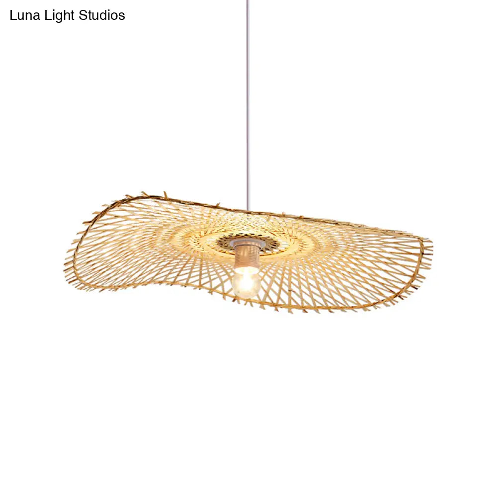 Bamboo Leaf Suspension Ceiling Light - Minimalist Wood Pendant