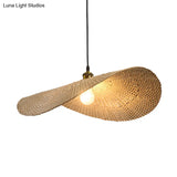 Bamboo Lotus Leaf Ceiling Light - Modern Single-Bulb Wood Pendant