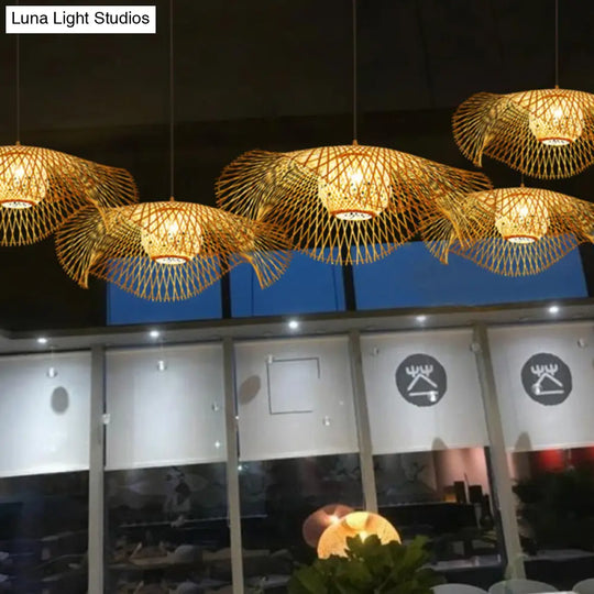 Bamboo Lotus Leaf Pendant Light For Restaurants - Simplicity And Elegance In Wood