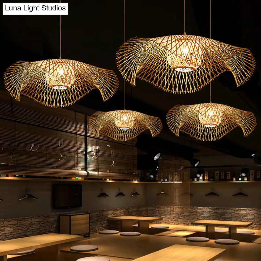 Bamboo Lotus Leaf Pendant Light For Restaurants - Simplicity And Elegance In Wood