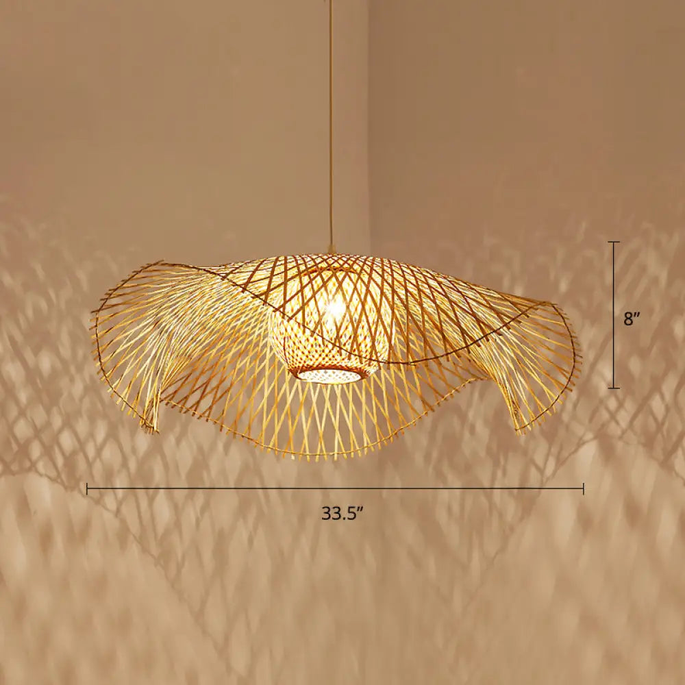 Bamboo Lotus Leaf Pendant Light For Restaurants - Simplicity And Elegance In Wood / A