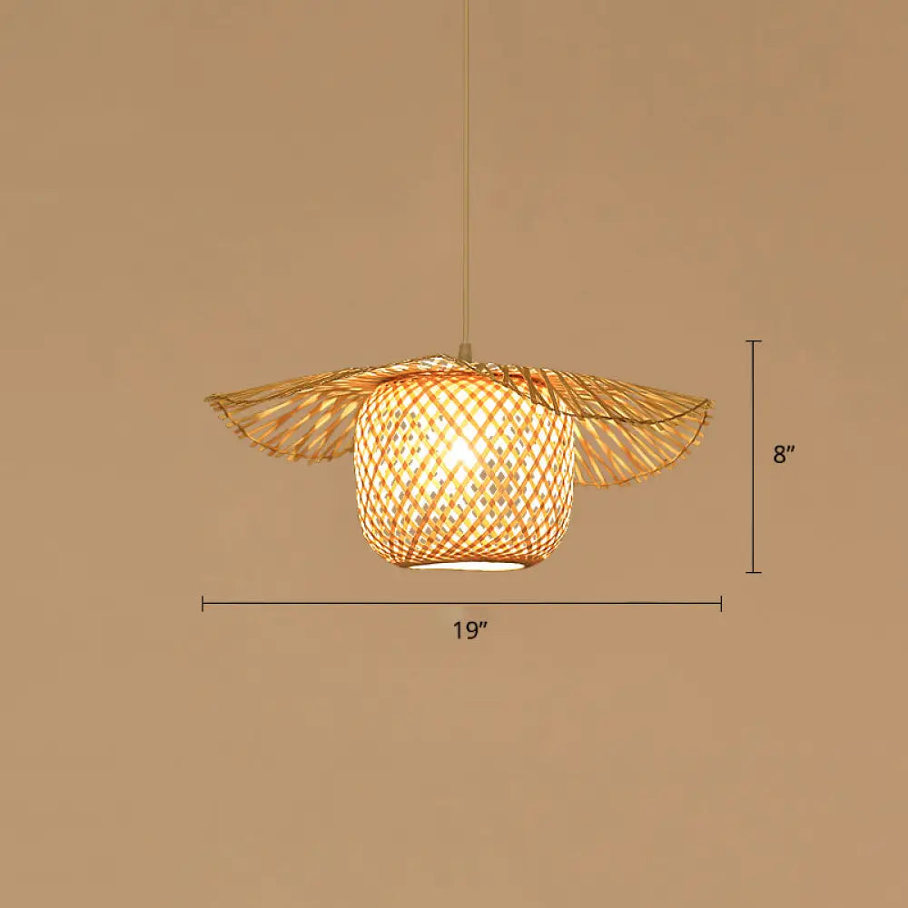 Bamboo Lotus Leaf Pendant Light For Restaurants - Simplicity And Elegance In Wood / B