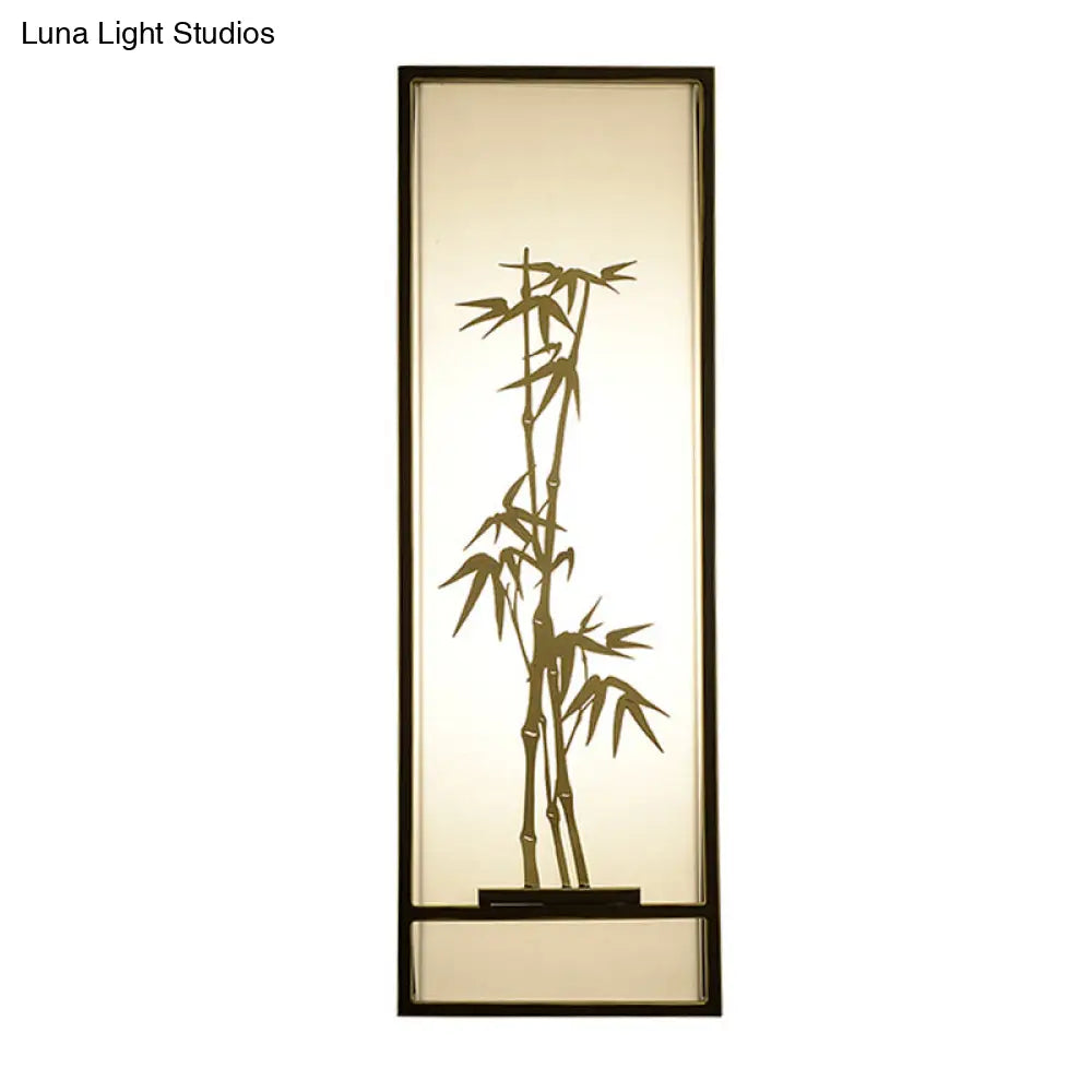 Bamboo Pattern 2-Light Wall Mount In Black & Gold For Tearooms