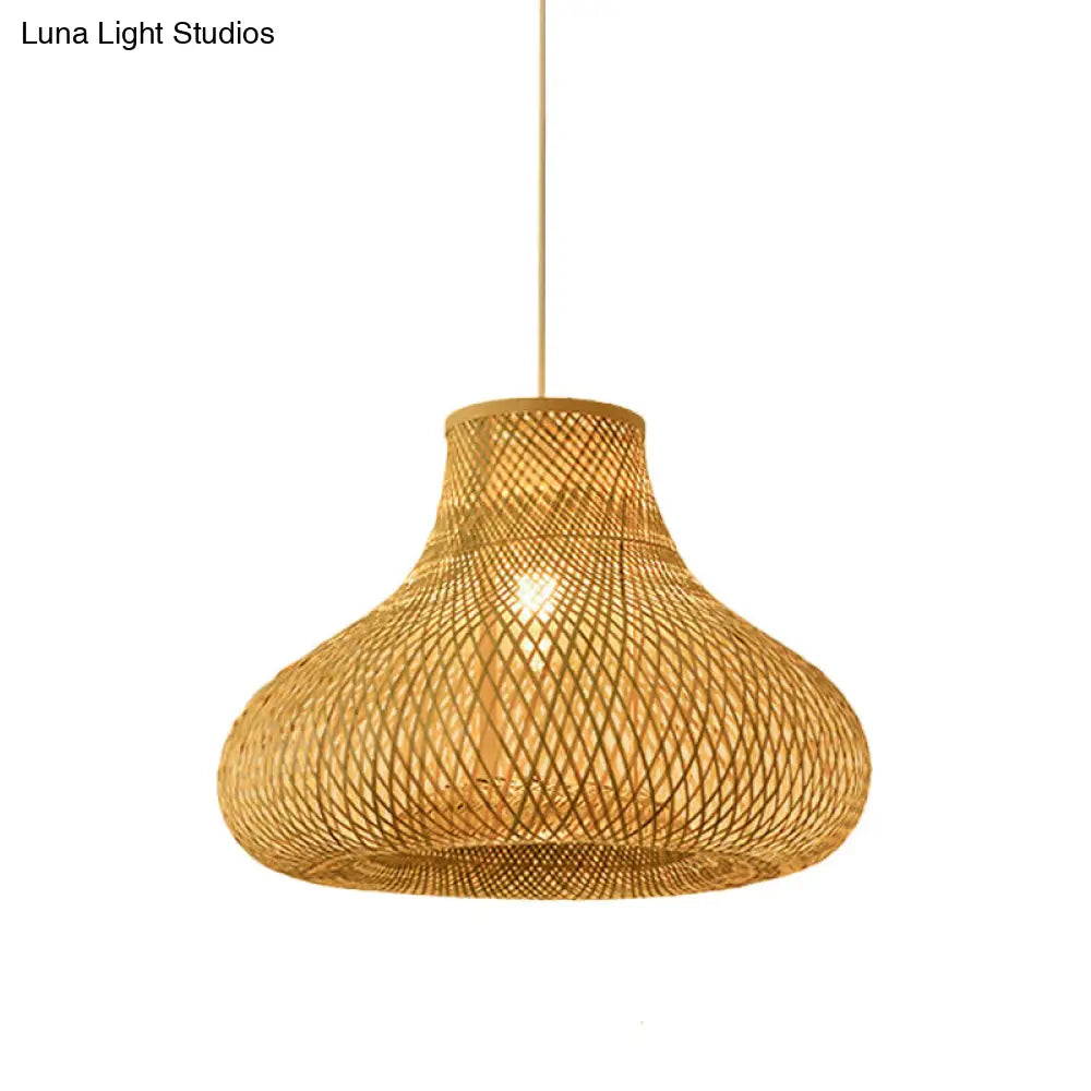 Modern Bamboo Pendant Lamp: Asian-Inspired Single-Head Lighting Fixture For Restaurants Twisted